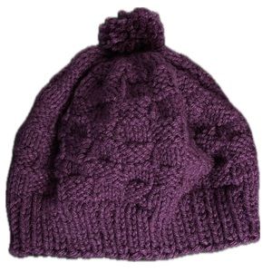 Purple Checkered Knit Hat